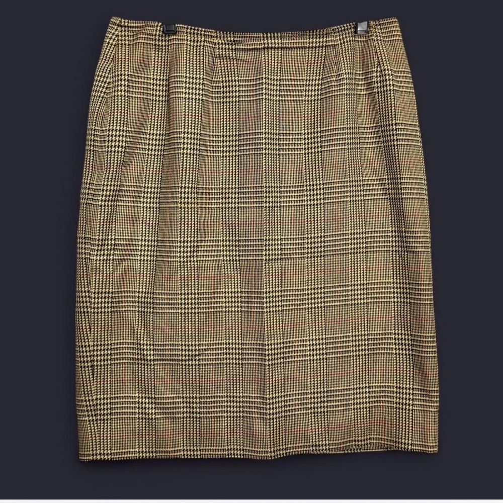 Doncaster Tan Glen Plaid Pencil Skirt Classic Preppy Office Career Sz 14